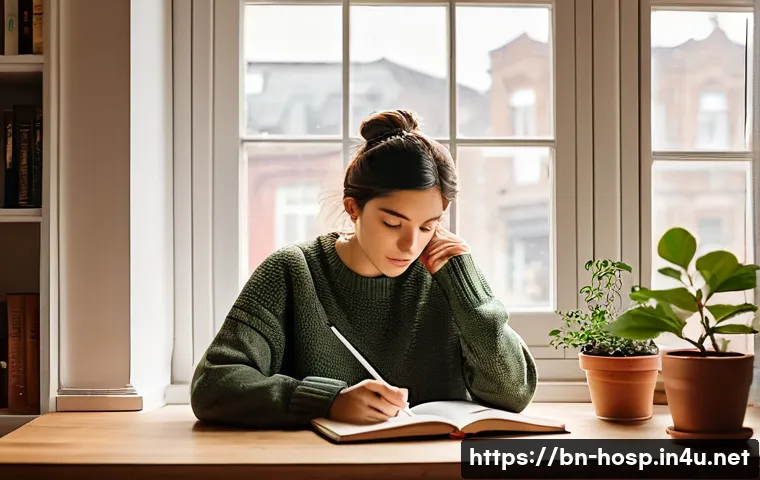 만성 피로를 다루는 병원 찾기 - **Prompt:** A young adult (gender-neutral, 20s-30s) sitting comfortably at a wooden desk by a window...